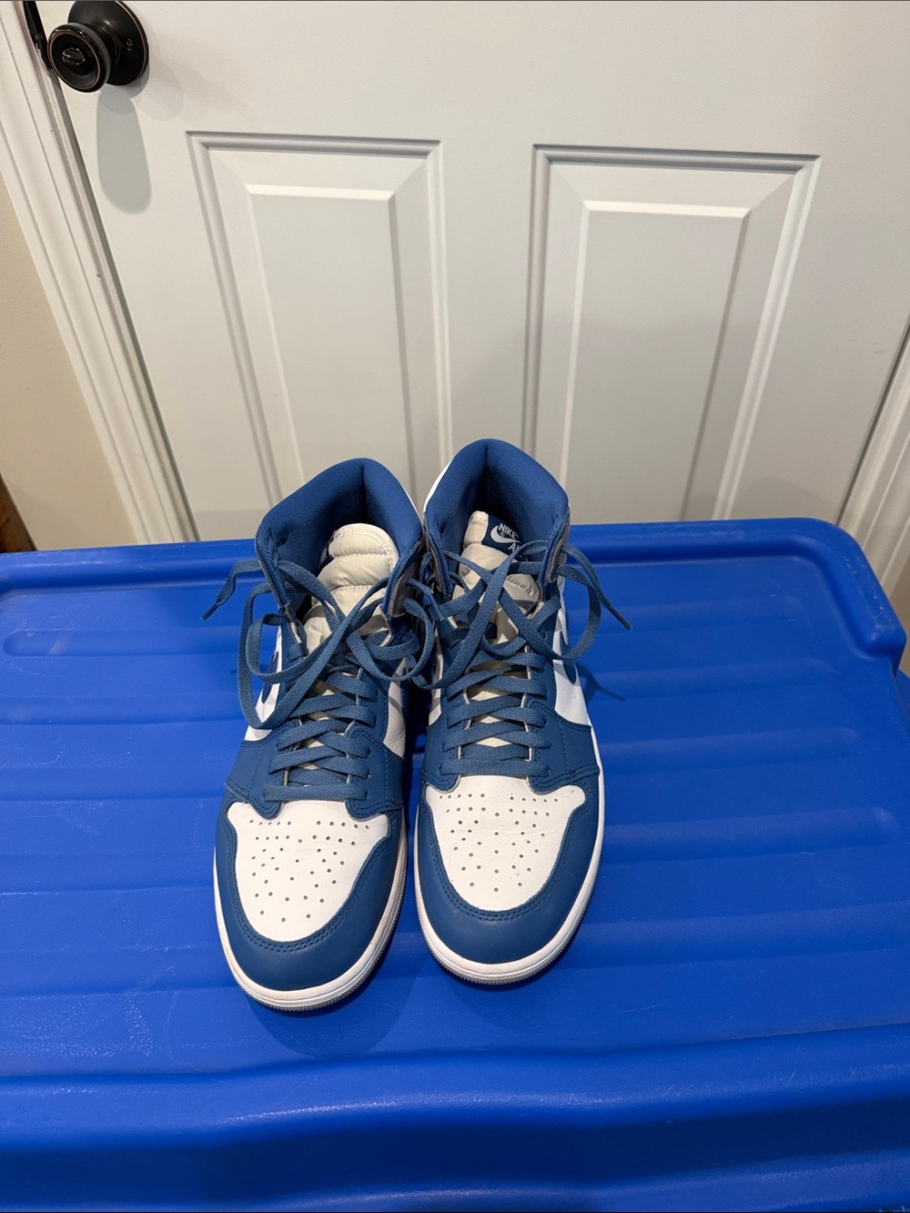Nike Blue, White and Gray Air Jordan 1 High Tops